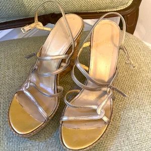 Stuart weitzman gold cork wedges